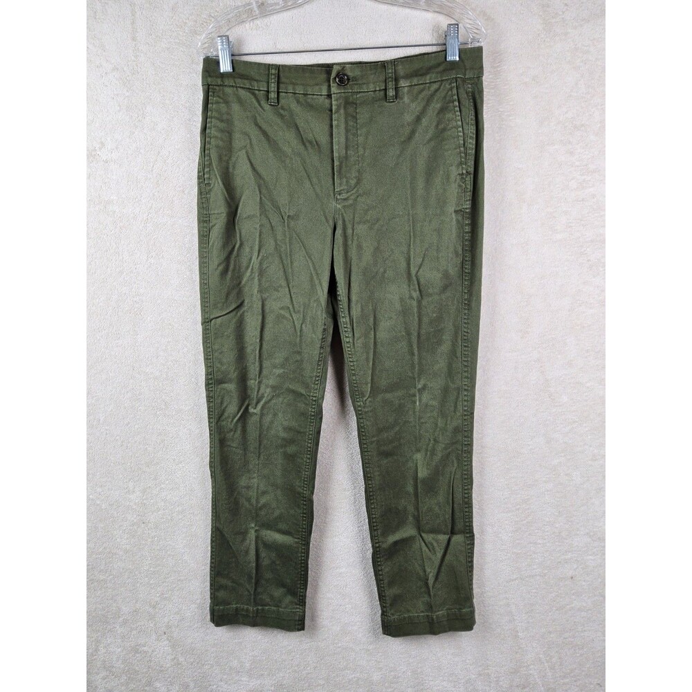 J Crew Factory Women’s Flat Front Dark Green Chino Pants Size 6